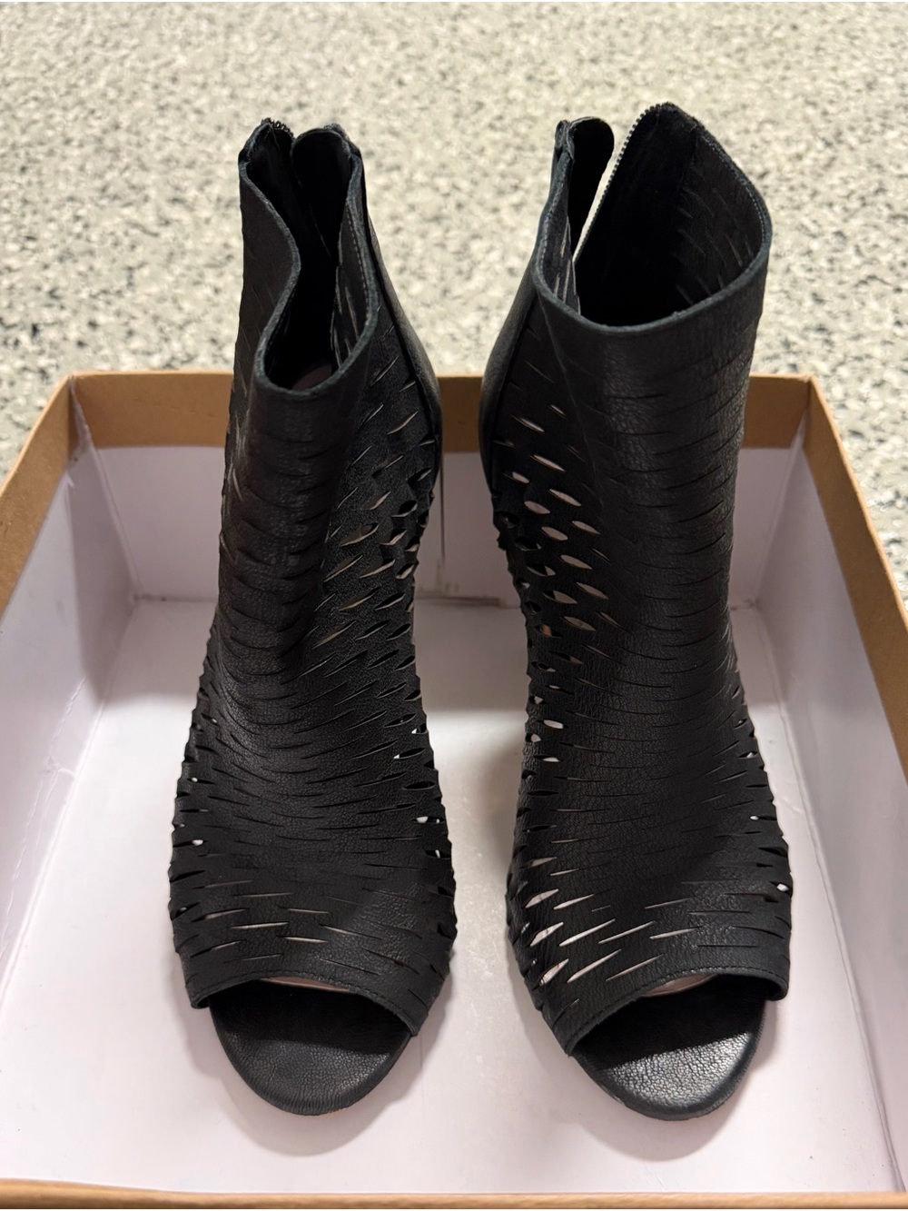 Vince Camuto Black Cutout Peep-Toe Ankle Booties